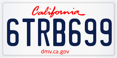 CA license plate 6TRB699