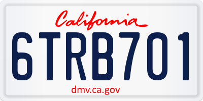 CA license plate 6TRB701