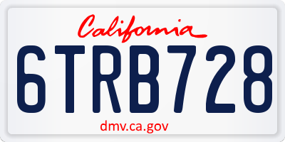 CA license plate 6TRB728