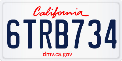 CA license plate 6TRB734