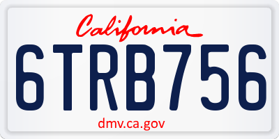 CA license plate 6TRB756