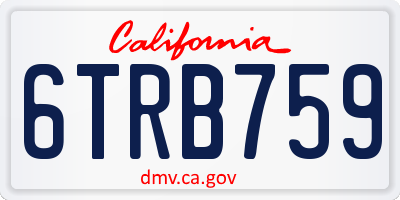 CA license plate 6TRB759