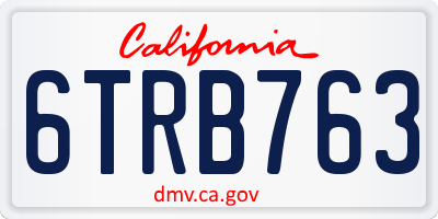 CA license plate 6TRB763