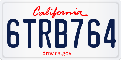 CA license plate 6TRB764