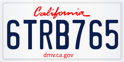 CA license plate 6TRB765