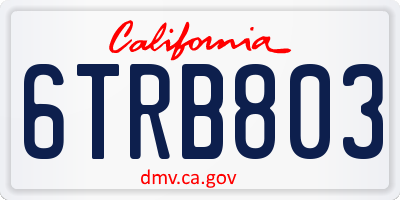 CA license plate 6TRB803