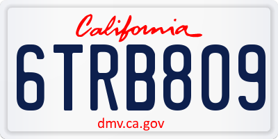 CA license plate 6TRB809