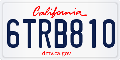 CA license plate 6TRB810