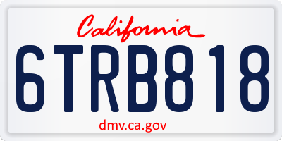 CA license plate 6TRB818