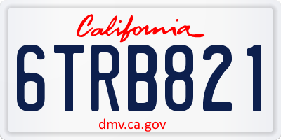 CA license plate 6TRB821