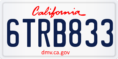 CA license plate 6TRB833