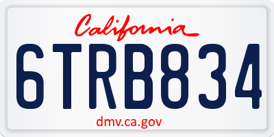 CA license plate 6TRB834