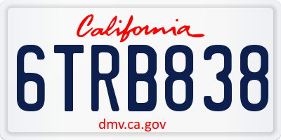 CA license plate 6TRB838