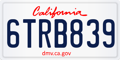 CA license plate 6TRB839