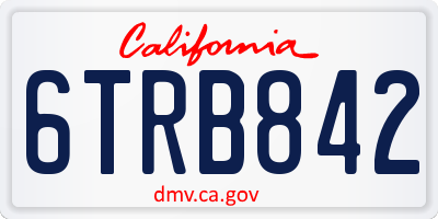 CA license plate 6TRB842