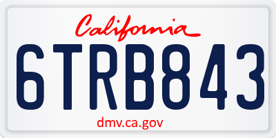 CA license plate 6TRB843
