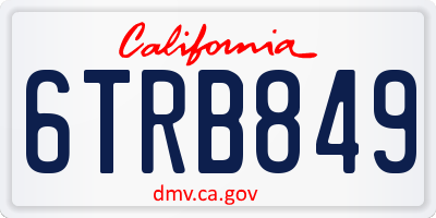 CA license plate 6TRB849