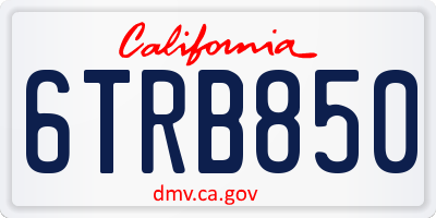 CA license plate 6TRB850