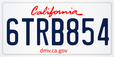 CA license plate 6TRB854