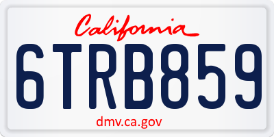 CA license plate 6TRB859