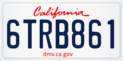 CA license plate 6TRB861
