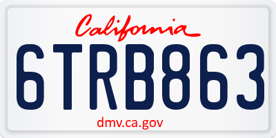 CA license plate 6TRB863