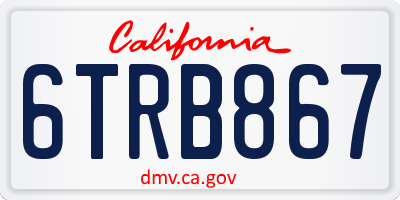 CA license plate 6TRB867