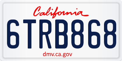 CA license plate 6TRB868