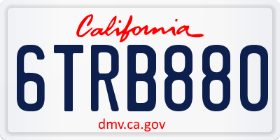 CA license plate 6TRB880