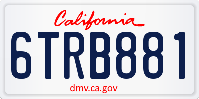 CA license plate 6TRB881
