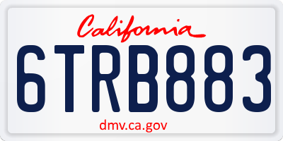 CA license plate 6TRB883