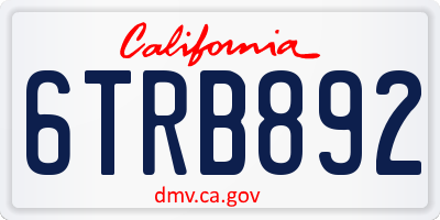 CA license plate 6TRB892