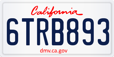 CA license plate 6TRB893