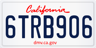 CA license plate 6TRB906