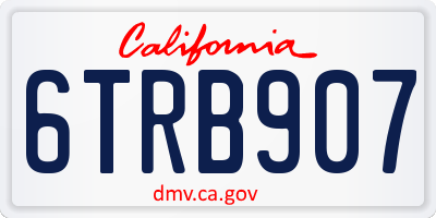 CA license plate 6TRB907