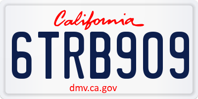 CA license plate 6TRB909