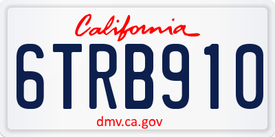 CA license plate 6TRB910