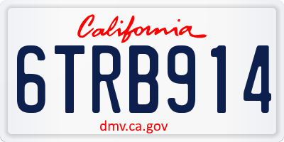 CA license plate 6TRB914