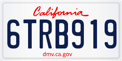 CA license plate 6TRB919