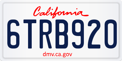 CA license plate 6TRB920
