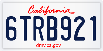 CA license plate 6TRB921