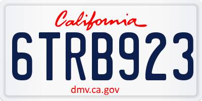 CA license plate 6TRB923