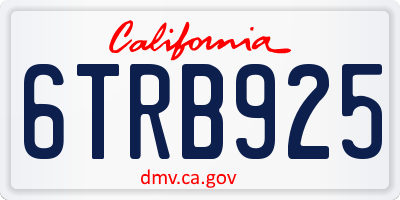 CA license plate 6TRB925