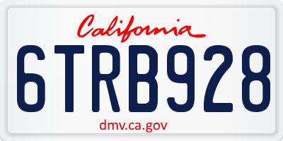 CA license plate 6TRB928