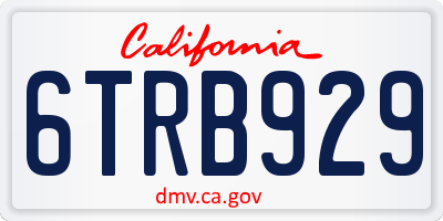 CA license plate 6TRB929