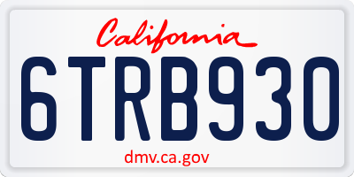 CA license plate 6TRB930