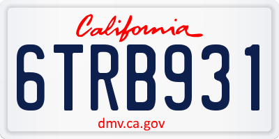 CA license plate 6TRB931