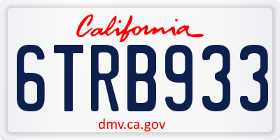 CA license plate 6TRB933