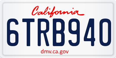 CA license plate 6TRB940