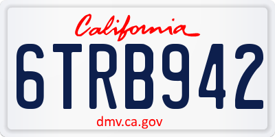 CA license plate 6TRB942